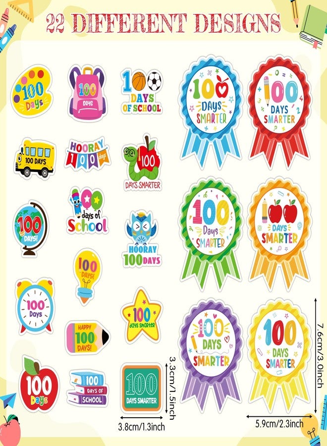 BeYumi 100 Days Smarter Sticker - 1200Pcs 100th Day of School Stickers in 3 Rolls for Kid 100 Days Smarter Badge Teacher Reward Sticker Cartoon Waterproof Vinyl Decal Party School Classroom Gift Decor - Image 2